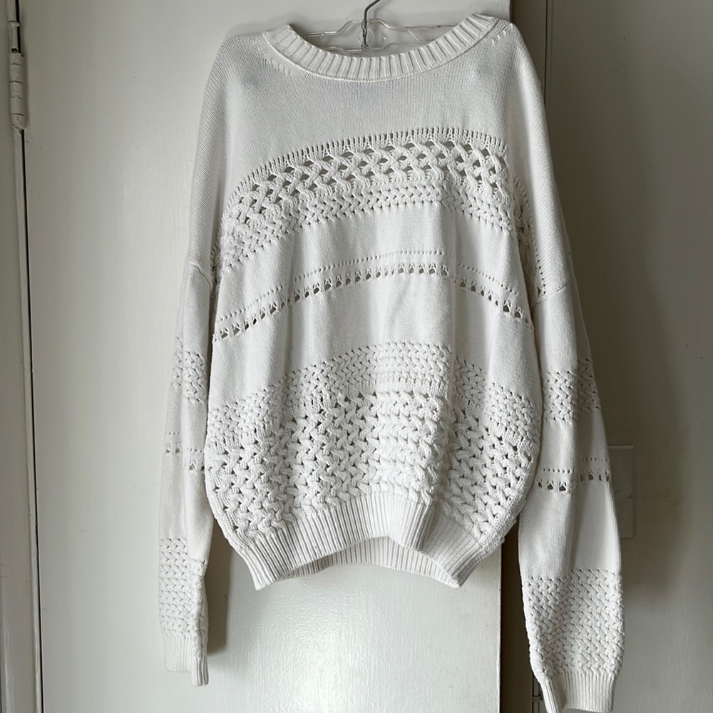 French Connection White Cotton Woven Details Sz L EUC